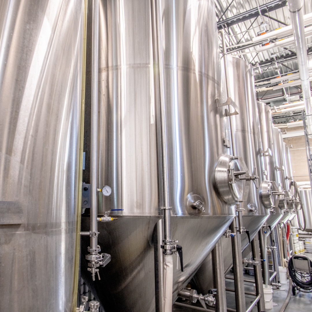 fermenters in a brewery